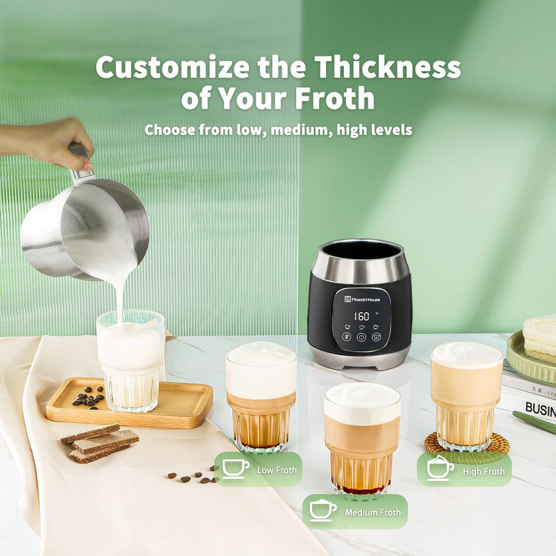 Maestri House Milk Frother, 21OZ Variable Temp and Froth Thickness Milk Frother and Steamer, Smart Touch Control Milk Warmer, Dishwasher Safe, Memory Function for Latte Cappuccino Hot Chocolate - Grill Parts America
