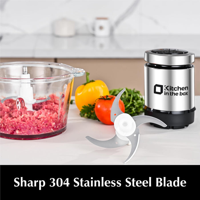 Kitchen in the box Food Processors,Small Meat Grinder & Food Chopper Electric Vegetable Chopper with 2 Bowls (8 Cup+8 Cup)& 2 Bi-Level Blades for Meat/fish/Vegetable/Baby Food (Black, 8cups+8cups) - Grill Parts America