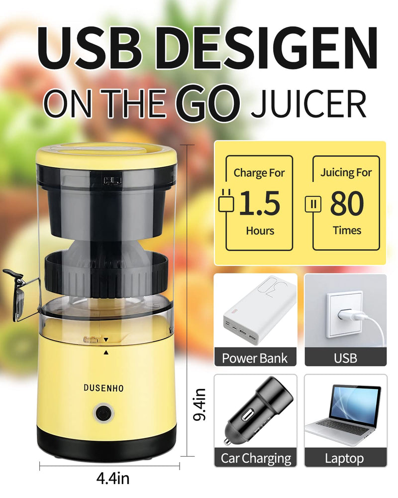 Electric Juicer Rechargeable - Citrus Juicer Machines with USB and Cleaning Brush Portable Juicer for Orange, Lemon, Grapefruit - Grill Parts America