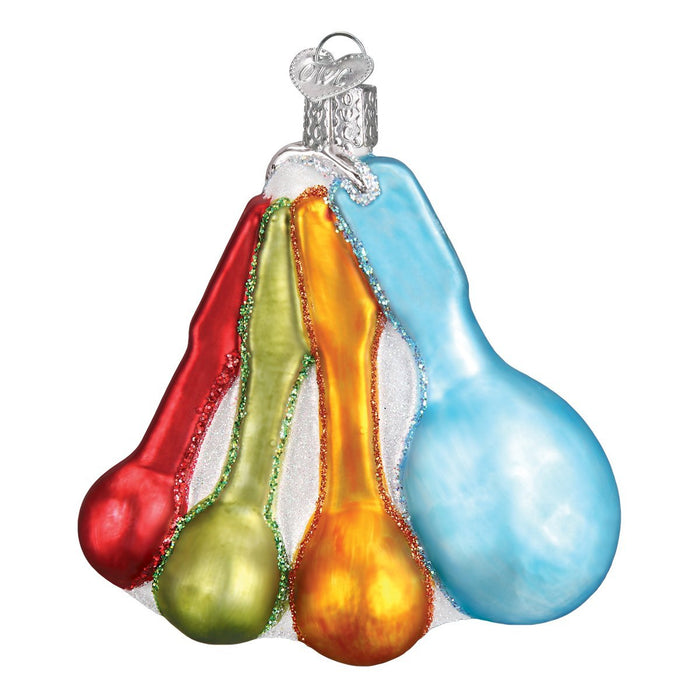 Old World Christmas Chef's Collection Glass Blown Ornaments for Christmas Tree Measuring Spoons, Model:32346 4.17 x 4.17 x 4.02 inches - Grill Parts America