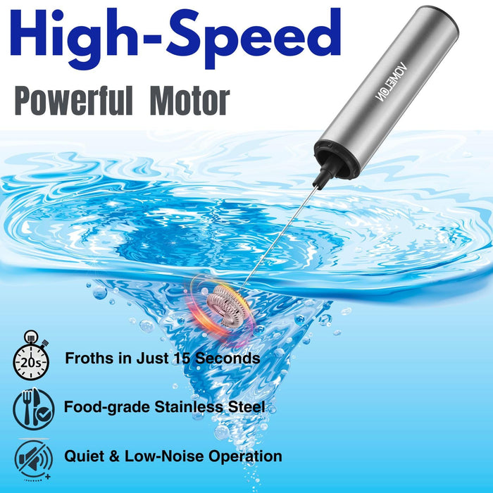Rechargeable Milk Frother Battery Operated,2-Speed Portable Travel Frother,Electric Milk Foamer Coffee Frother for Latte, Cappuccino, Hot Chocolate Drink Mixer with Double Mini Whisks and USB Cable - Grill Parts America
