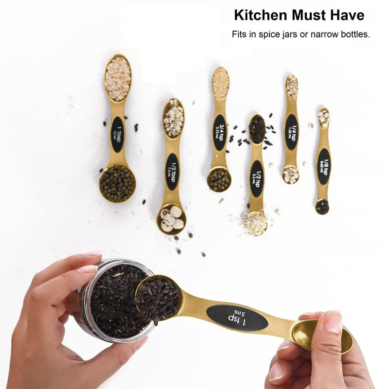 Magnetic Measuring Spoons Set Stainless Steel with Leveler, Stackable Metal Tablespoon Measure Spoon for Baking, Measuring Cups and Spoon Set Kitchen Gadgets Apartment Essentials Fits in Spice Jars - Grill Parts America
