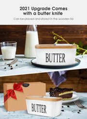 Butter Dish with Lid, Home Decor, Large Butter Dish for Countertop Ceramic Butter Keeper Container with Knife and High-Quality Silicone Sealing Butter Dish Good Kitchen Gift White - Grill Parts America