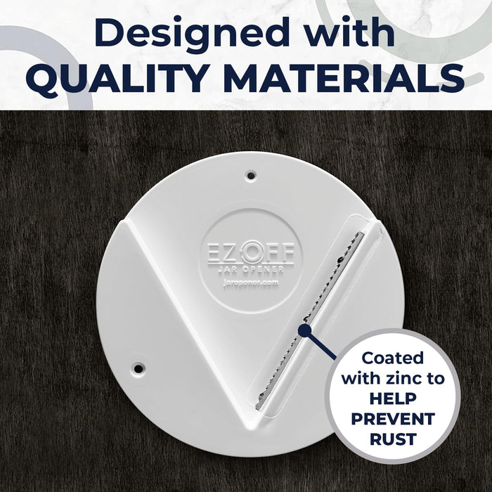 EZ Off Jar Opener for Seniors - Under Cabinet Jar Openers for Weak Hands, Easy Grip, Arthritis jar opener, One Handed Gadgets & Bottle Opener - Essential Kitchen Gadgets for Home Assistance - White - Grill Parts America