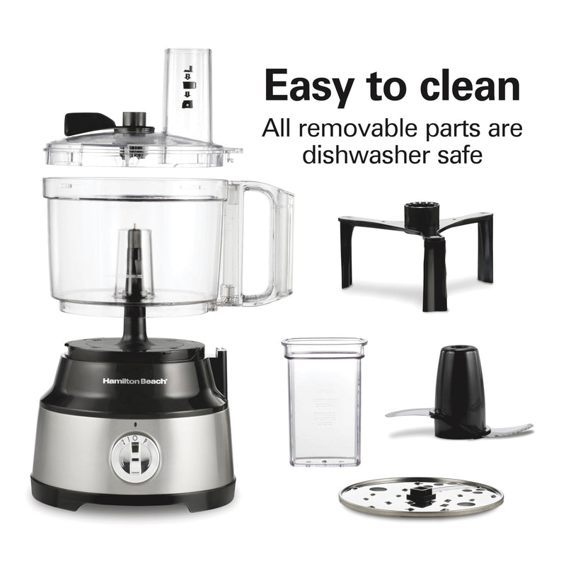 Hamilton Beach Food Processor & Vegetable Chopper for Slicing, Shredding, Mincing, and Puree, 10 Cups + Easy Clean Bowl Scraper, Black and Stainless Steel (70730) - Grill Parts America