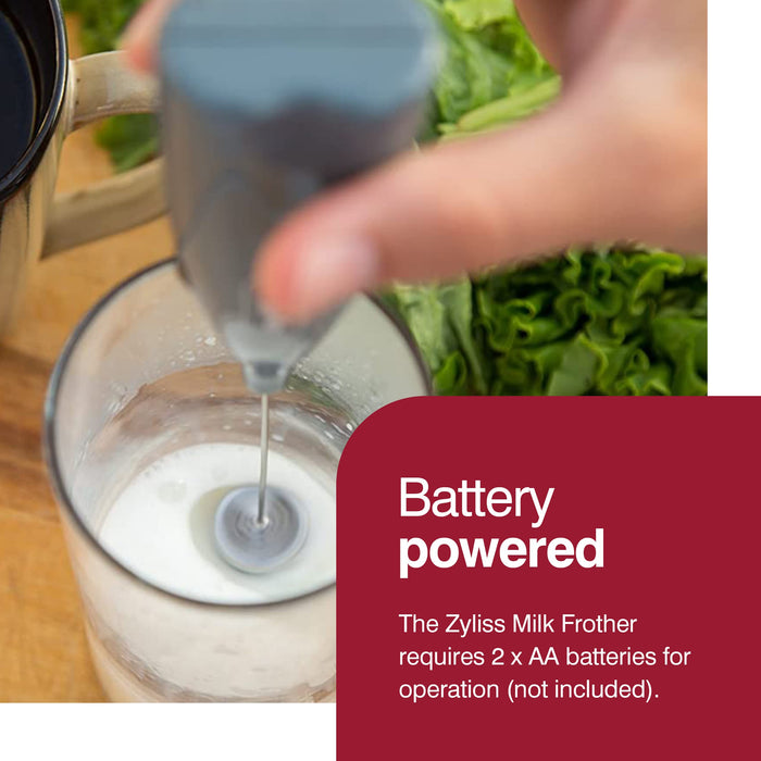 Zyliss Handheld Electric Milk Frother Wand - Versatile Drink Mixer - Frother for Coffee, Cappuccinos, Lattes or Shakes for Perfect Foam, Hot or Cold - Red - Grill Parts America