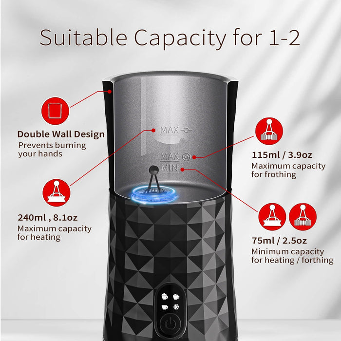 Milk Frother Automatic, Electric Milk Steamer 4-in-1, Hot & Cold Foam Maker for Coffee Latte, Cappuccinos, Macchiato, Matcha, Hot Chocolate, 8.1oz/240ml Milk Warmer, Swift, Quiet, Easy to Clean - Grill Parts America