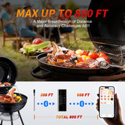 Paneceia Meat Thermometer Digital Wireless, 800FT Long Range Bluetooth Cooking Thermometer, Food Thermometer for Remote Monitoring of Grill, Oven, Smoker, Air Fryer, Rotisserie, iOS & Android App - Grill Parts America