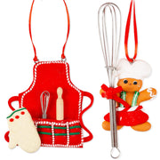 Kitchen Gingerbread Ornaments for Christmas Tree Decorations - 2pcs Clay Gingerbread Aprons Chef Baking Ornaments for Kids Adults Cooking Chef Baker Gifts for Women - Grill Parts America