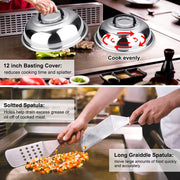 Griddle Accessories Kit, 135 Pcs Griddle Grill Tools Set for Blackstone and Camp Chef, Professional Grill BBQ Spatula Set with Basting Cover, Spatula, Scraper, Bottle, Tongs, Egg Ring - Grill Parts America