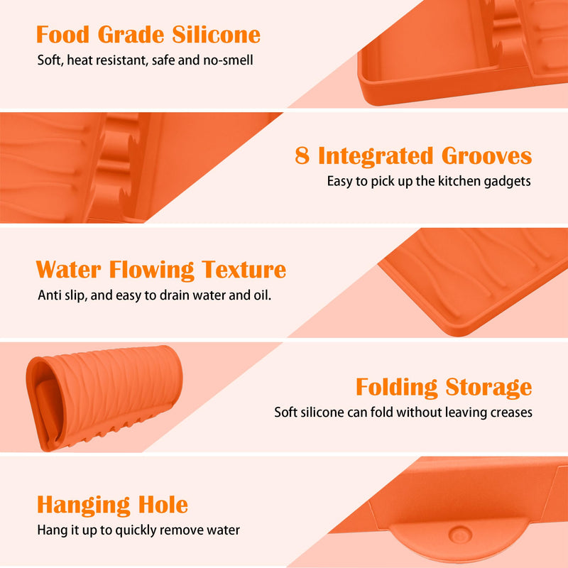 Grill Accessories Silicone Griddle Mat for Blackstone Side Shelf, Silicone Spatula Pad Mats Cooking Gadgets Barbecue Tools for Outdoor BBQ Kitchen Countertop by EANINNO Orange - Grill Parts America