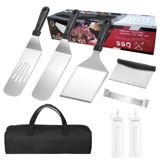 Griddle Accessories Kit for Blackstone,8 Pcs Flat Top Grill Accessories Set with Griddle Spatulas, Scraper, Spatula Holder and Carry Bag for Indoor BBQ/Outdoor Camping - Grill Parts America
