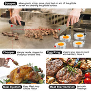 Griddle Accessories Kit, 135 Pcs Griddle Grill Tools Set for Blackstone and Camp Chef, Professional Grill BBQ Spatula Set with Basting Cover, Spatula, Scraper, Bottle, Tongs, Egg Ring - Grill Parts America