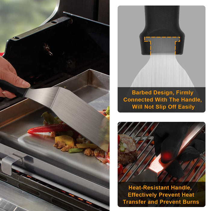 Griddle Accessories,15 Pcs Flat Top Grill Accessories kit for Blackstone and Camp,Stainless Steel BBQ Accessories with Spatula, Basting Cover,Tongs,Egg Mold & Carry Bag for Outdoor BBQ Teppanyaki - Grill Parts America