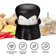OTOTO Gracula Garlic Crusher, Garlic Peeler, Also for Ginger, Nuts, Chili, Herbs - Twist Top Mincer & Easy Squeeze Manual Press Peeler, Goth Gifts - Grill Parts America