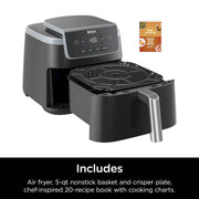 Ninja Air Fryer Pro 4-in-1 with 5 QT Capacity, Air Fry, Roast, Reheat, Dehydrate, Air Crisp Technology with 400F for hot, crispy results in just minutes, Nonstick Basket & Crisper Plate, Grey, AF141 - Grill Parts America