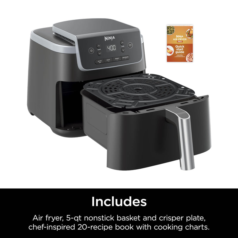 Ninja Air Fryer Pro 4-in-1 with 5 QT Capacity, Air Fry, Roast, Reheat, Dehydrate, Air Crisp Technology with 400F for hot, crispy results in just minutes, Nonstick Basket & Crisper Plate, Grey, AF141 - Grill Parts America