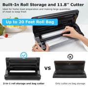 Food Vacuum Sealer Machine 10-In-1 with Bag Storage(Up to 20FT) and Cutter, INKBIRD Food Sealer Vacuum Sealer for Food with Moist/Dry/Canister 5 Food Modes, Starter Kits Bags*5 and Bag Roll*1, 85KPa - Grill Parts America
