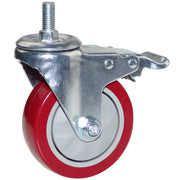 DICASAL 4 Inch Heavy Duty Stem Casters 360 Degree Swivel Thread Wheels with Metric Size M12-1.75 Screw Bolt Double Locking Brake Castor Wheel Load Capacity Upto 1200 Lbs Pack of Four - Grill Parts America