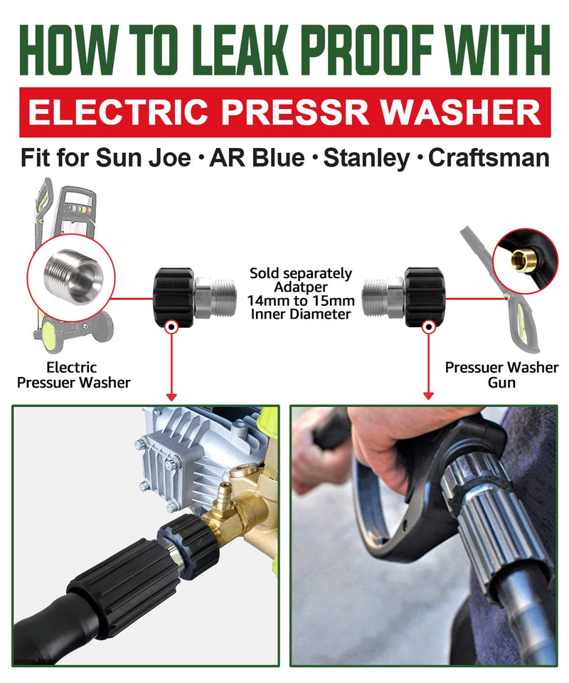YAMATIC Pressure Washer Hose 50 FT 1/4" Kink Free M22 14mm Brass Power Washer Hose Replacement for Ryobi, Troy Bilt, Greenworks, Generac, CRAFTSMAN & More High PressureWashers, 3200 PSI - Grill Parts America