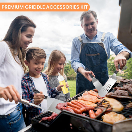 Griddle Accessories Kit for Blackstone,8 Pcs Flat Top Grill Accessories Set with Griddle Spatulas, Scraper, Spatula Holder and Carry Bag for Indoor BBQ/Outdoor Camping - Grill Parts America