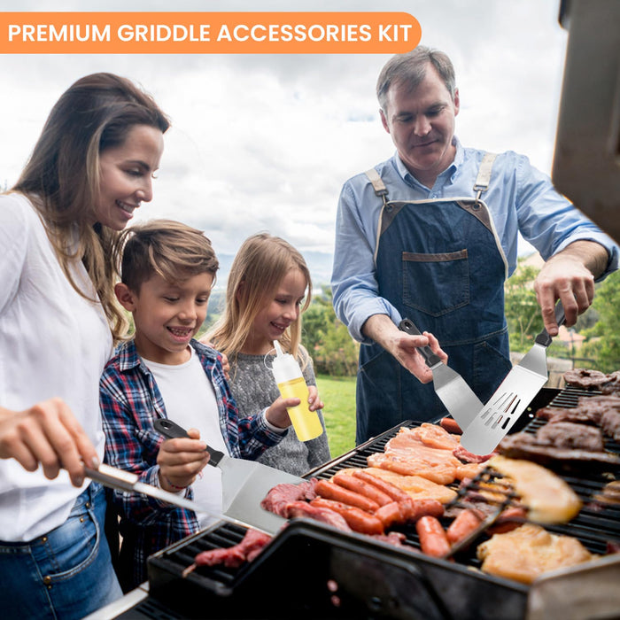 Griddle Accessories Kit for Blackstone,8 Pcs Flat Top Grill Accessories Set with Griddle Spatulas, Scraper, Spatula Holder and Carry Bag for Indoor BBQ/Outdoor Camping - Grill Parts America