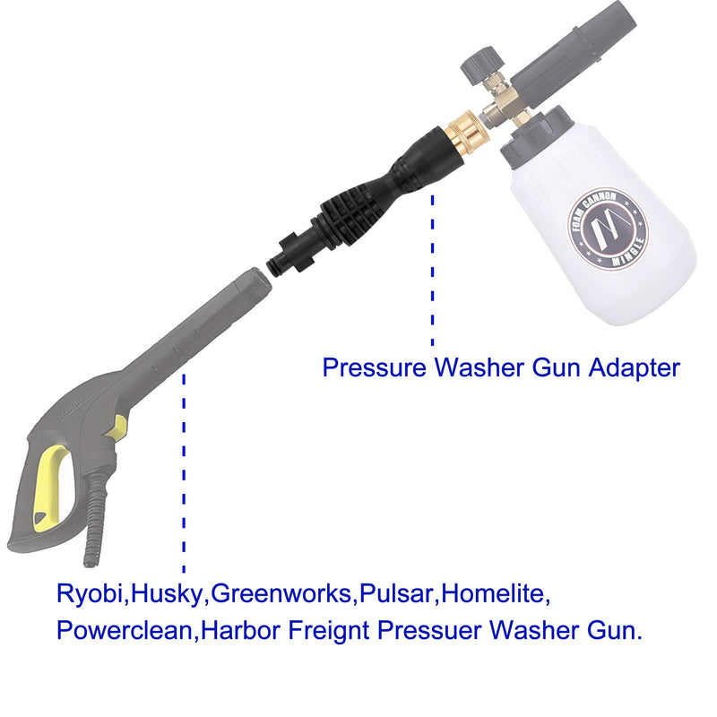 M MINGLE Foam Cannon, Replacement Parts for Portland Husky and Ryobi Pressure Washer, with 5 Nozzle Tips, 1/4 Inch Quick Connector - Grill Parts America