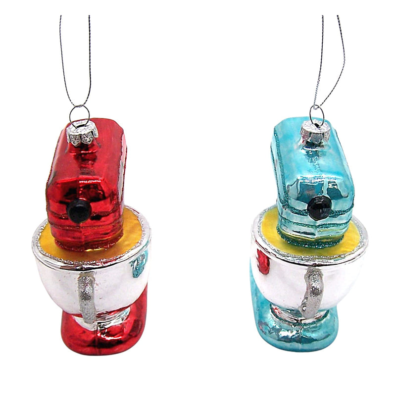 Glittery Stand Mixer Ornaments, 2 Assorted Designs, Christmas Decoration, Holiday Baking Theme, 4 Inches - Grill Parts America