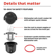 Instant Pot Pro 10-in-1 Pressure Cooker, Slow Cooker, Rice/Grain Cooker, Steamer, Sauté, Sous Vide, Yogurt Maker, Sterilizer, and Warmer, Includes App With Over 800 Recipes, Black, 6 Quart - Grill Parts America