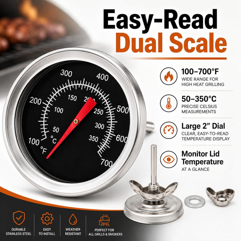 2" Grill Temperature Gauge for BBQ Gas Grills