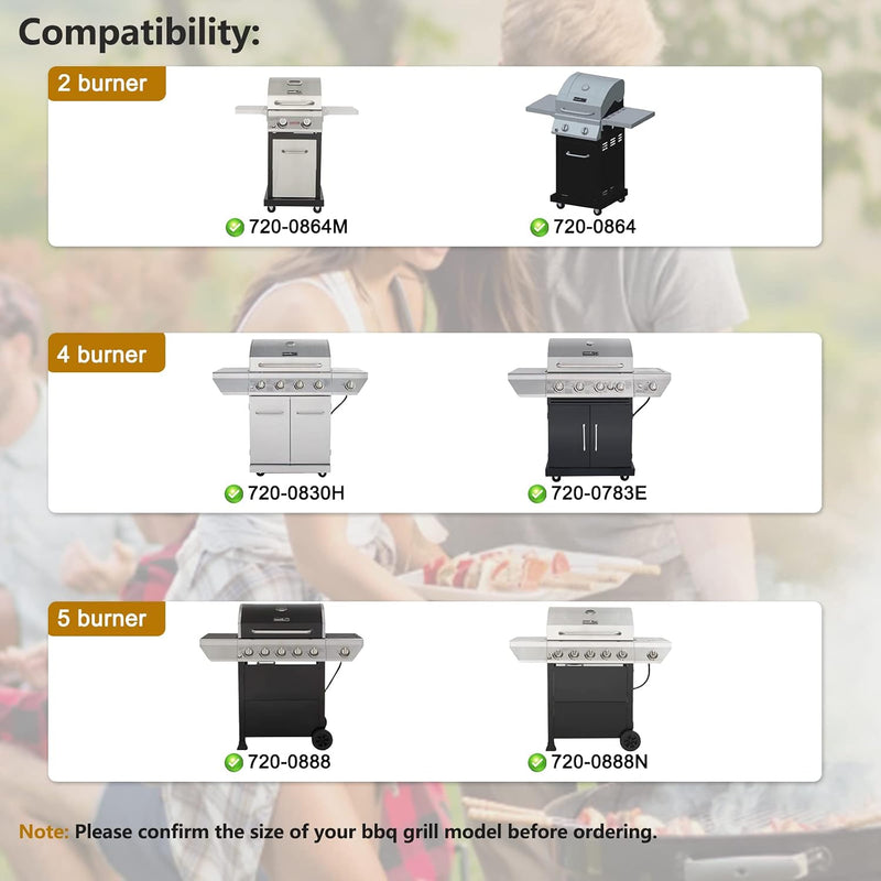 Grill Replacement Parts for Nexgrill 5 Burner 720-0888, 720-0888N, Nexgrill 4 Burner 720-0830H, Members Mark 720-0882D Grill, Stainless Steel Heat Plate Shields and Burner Tubes Replacement Kit.