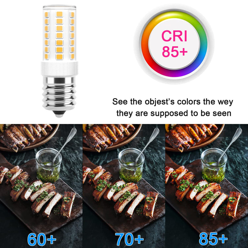 E17 LED Bulbs Dimmable 5W Microwave Over Stove Bulb 125V 40W Incandescent Equivalent, Warm White 3000K, Fit for Whirlpool Maytag GE Kenmore LG Microwaves, Replaces 8206232A 1890433 AP4512653, 2 Pack