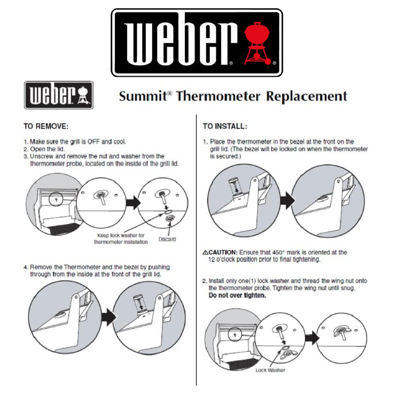 Weber # 60393 Genesis/Summit Thermometer without Tab - Grill Parts America