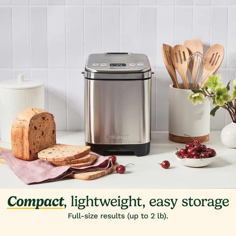 Cuisinart Bread Maker Machine, Compact and Automatic, Customizable Settings, Up to 2lb Loaves, CBK-110P1, Silver,Black - Grill Parts America