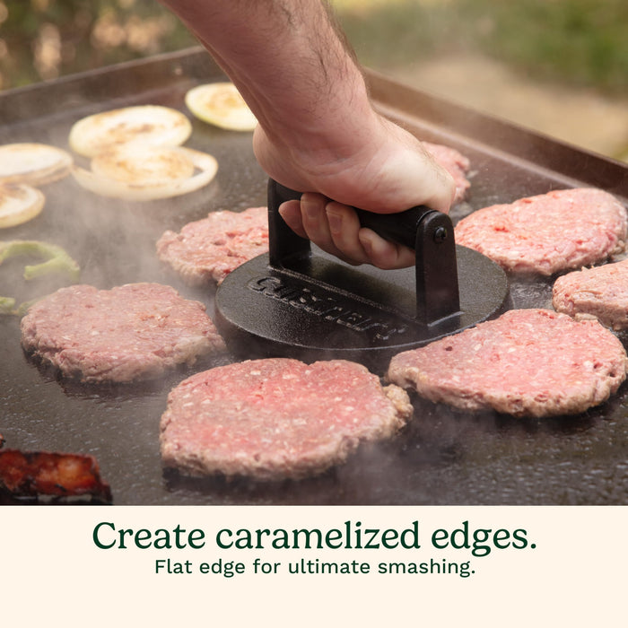 Cuisinart 6.5" Cast Iron Smashed Burger Press, Juicy & Crispy Burgers for BBQs, Cookouts - Grill Parts America