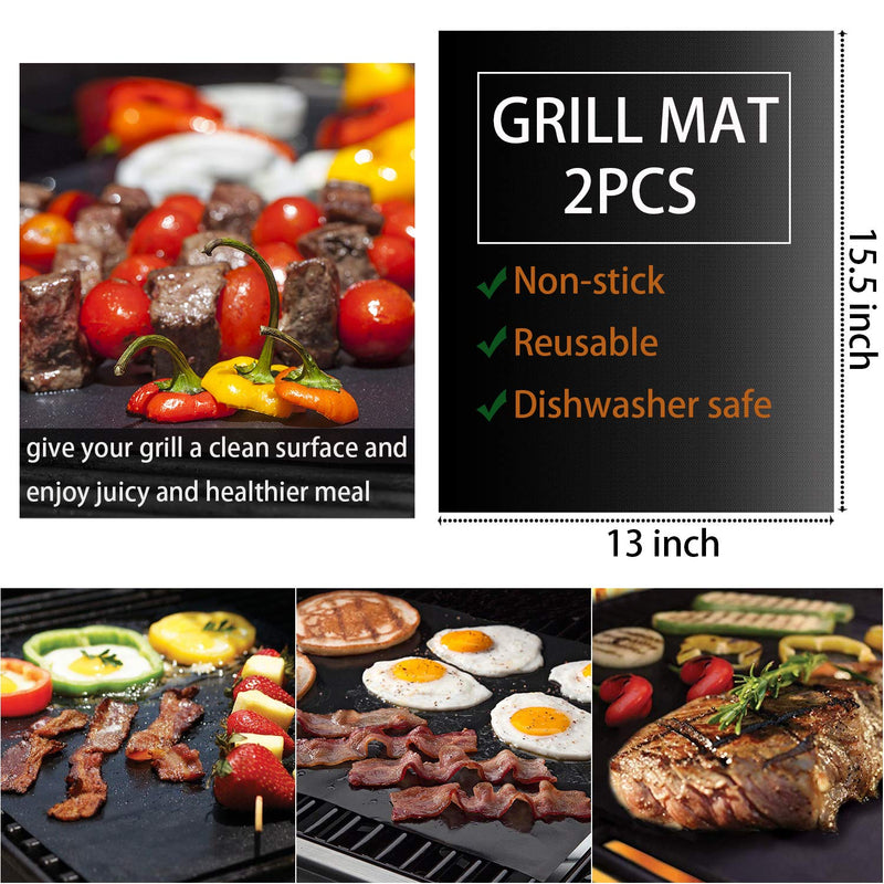 ROMANTICIST 30pcs BBQ Grill Tool Set for Men Dad, Heavy Duty Stainless Steel Grill Utensils Set, Non-Slip Grilling Accessories Kit with Thermometer, Mats in Aluminum Case for Travel, Outdoor Brown - Grill Parts America