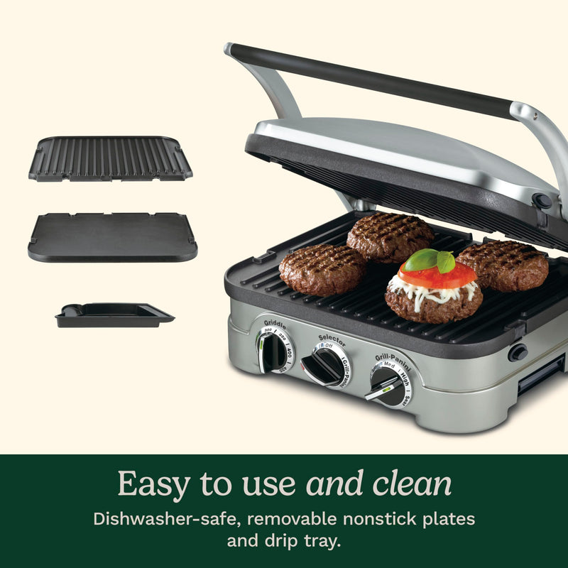 Cuisinart Panini Press, Stainless Steel Griddler, Sandwich Maker & More, 5-IN-1, GR-4NP1 - Grill Parts America