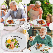 R HORSE Father Grill Platter Gift Grandpa BBQ Serving Tray Plate White Oval Serving Dishes Grandpa Men Father Day Birthday Christmas New Year Gift for Salad Dessert Appetizers Outdoor Indoor Cooking - Grill Parts America