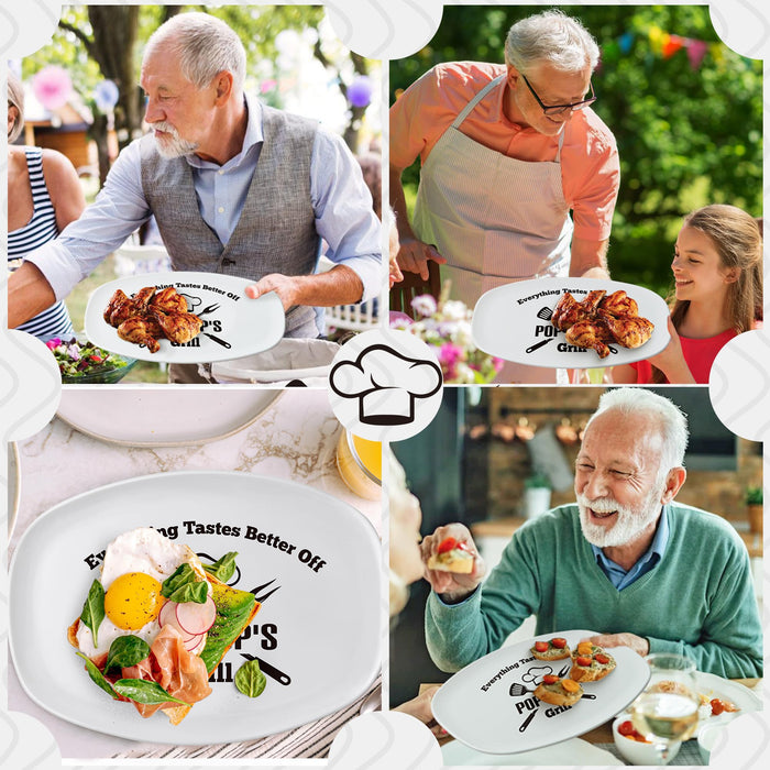 R HORSE Father Grill Platter Gift Grandpa BBQ Serving Tray Plate White Oval Serving Dishes Grandpa Men Father Day Birthday Christmas New Year Gift for Salad Dessert Appetizers Outdoor Indoor Cooking - Grill Parts America