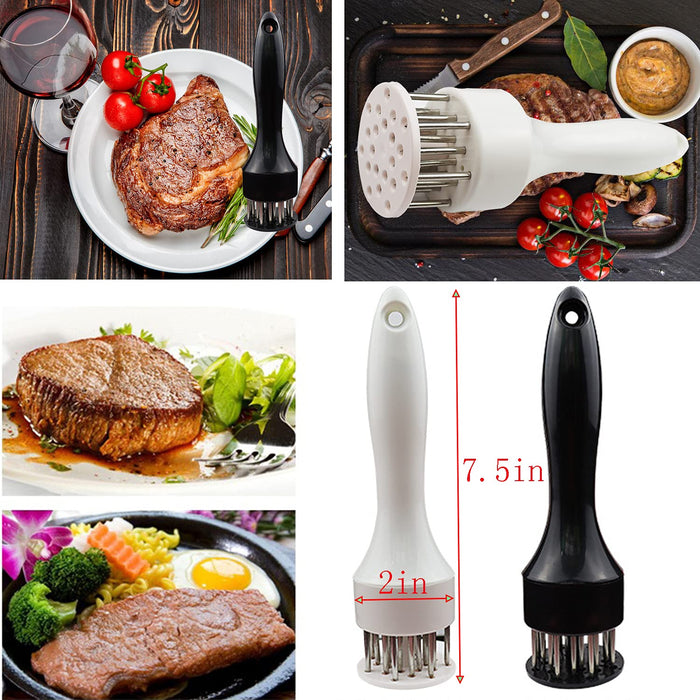 Meat Tenderizer Tool with Ultra Sharp Stainless Steel Needle Blades 2 Pack Meat Tenderizer Tool Profession Kitchen Gadgets Jacquard for Tenderizing and Cooking BBQ, Marinade, Steak, Beef, and Poultry - Grill Parts America