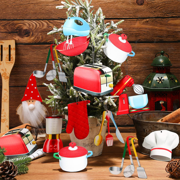 27 Pieces Chef Christmas Ornament Baking Ornaments Cooking Chef Ornament Christmas Tree Ornament Topper Decoration Xmas Decor Sets Baking Christmas Hanging Ornaments with Rope for Tree Baker Gift - Grill Parts America