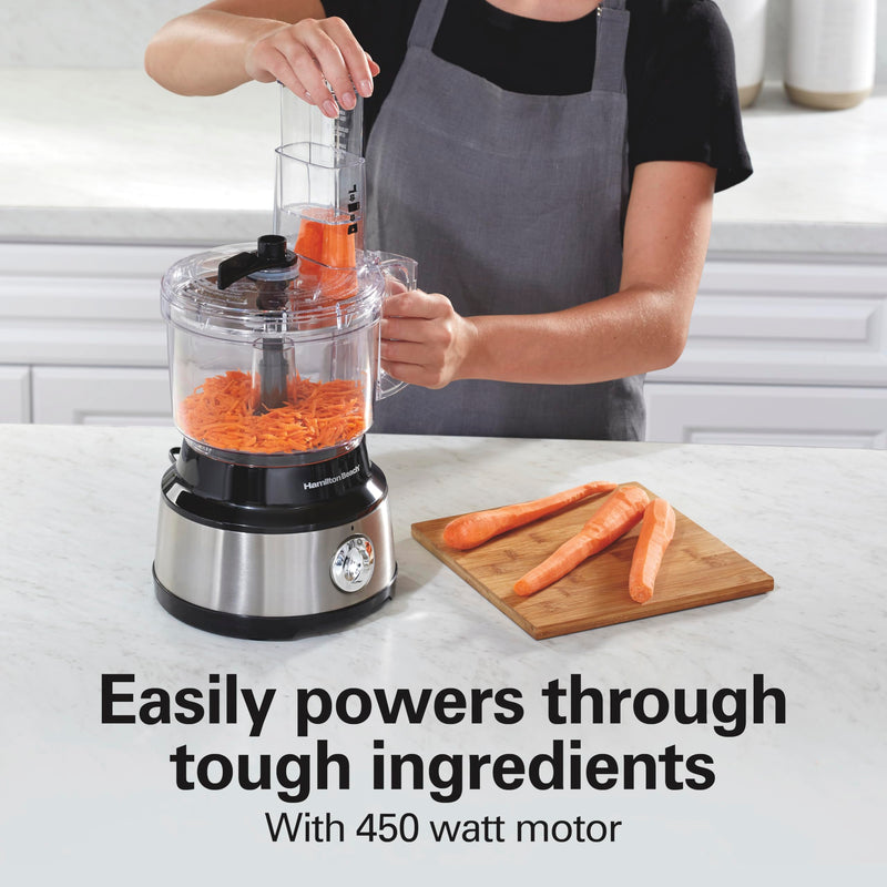 Hamilton Beach Food Processor & Vegetable Chopper for Slicing, Shredding, Mincing, and Puree, 10 Cups + Easy Clean Bowl Scraper, Black and Stainless Steel (70730) - Grill Parts America