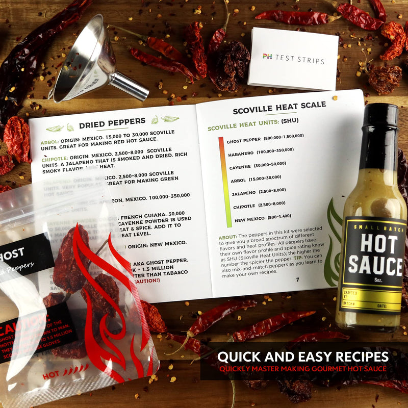 Deluxe Hot Sauce Making Kit, 3 Varieties of Chili Peppers, Gourmet Spice Blend, 3 Bottles, 16 Fun Labels, Make your own sauce, Fun DIY Gift For Dad, Brother, Uncle. (Deluxe Kit) - Grill Parts America