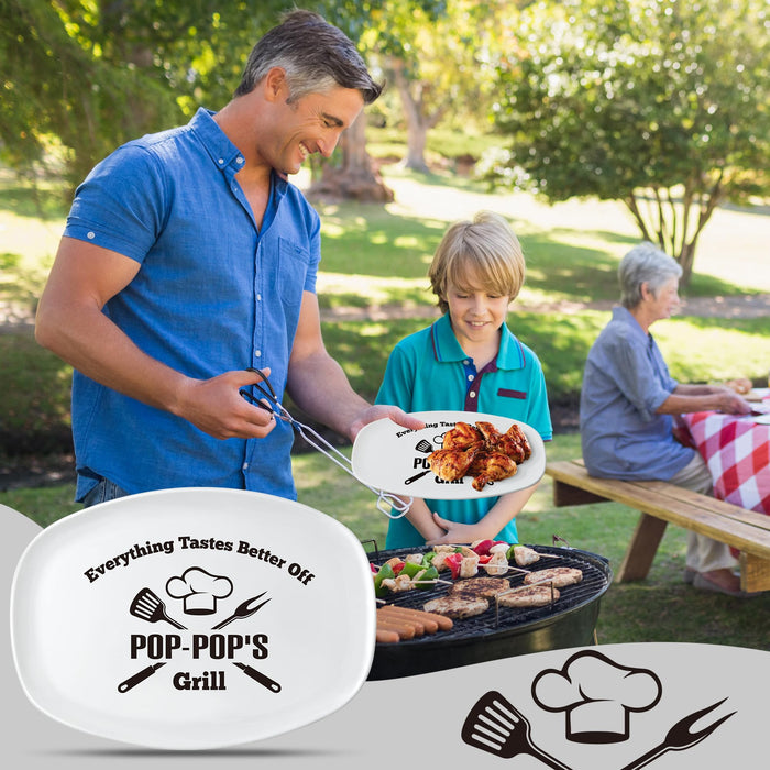 R HORSE Father Grill Platter Gift Grandpa BBQ Serving Tray Plate White Oval Serving Dishes Grandpa Men Father Day Birthday Christmas New Year Gift for Salad Dessert Appetizers Outdoor Indoor Cooking - Grill Parts America