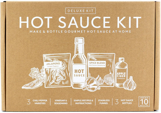 Deluxe Hot Sauce Making Kit, 3 Varieties of Chili Peppers, Gourmet Spice Blend, 3 Bottles, 16 Fun Labels, Make your own sauce, Fun DIY Gift For Dad, Brother, Uncle. (Deluxe Kit) - Grill Parts America