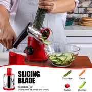 Geedel Rotary Cheese Grater, Kitchen Mandoline Vegetable Slicer with 3 Interchangeable Blades, Easy to Clean Grater for Fruit, Vegetables, Nuts - Grill Parts America