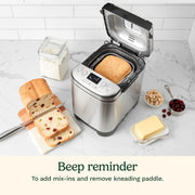Cuisinart Bread Maker Machine, Compact and Automatic, Customizable Settings, Up to 2lb Loaves, CBK-110P1, Silver,Black - Grill Parts America
