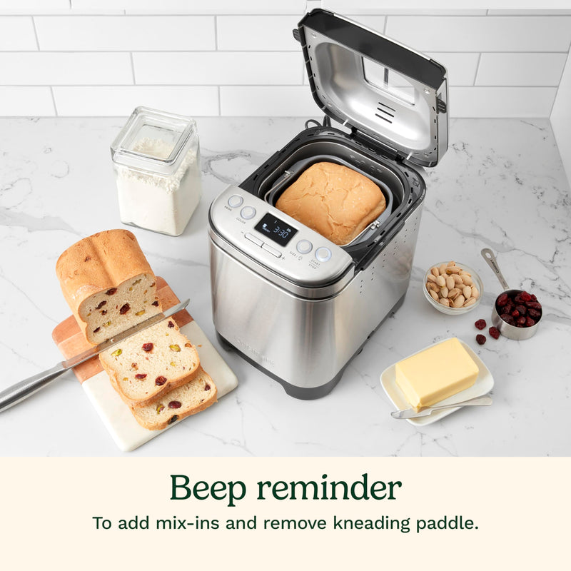 Cuisinart Bread Maker Machine, Compact and Automatic, Customizable Settings, Up to 2lb Loaves, CBK-110P1, Silver,Black - Grill Parts America