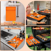 Pet Baby 2PCS Silicone Griddle Tools Mat, Large Spatula Mat with Drip Pad Griddle Silicone Mat Side Shelf Mat for Grill BBQ Griddle Accessories-Orange15.35 * 10.63" - Grill Parts America