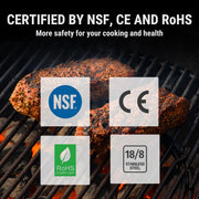 ThermoPro TP16 Large LCD Digital Cooking Food Meat Thermometer for Smoker Oven Kitchen BBQ Grill Thermometer Clock Timer with Stainless Steel Temperature Probe - Grill Parts America